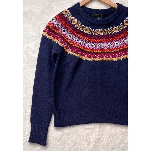 FOREVER 21 Contemporary Women’s Printed Round Neck Multicolor Sweater, Size XS - Picture 7 of 15